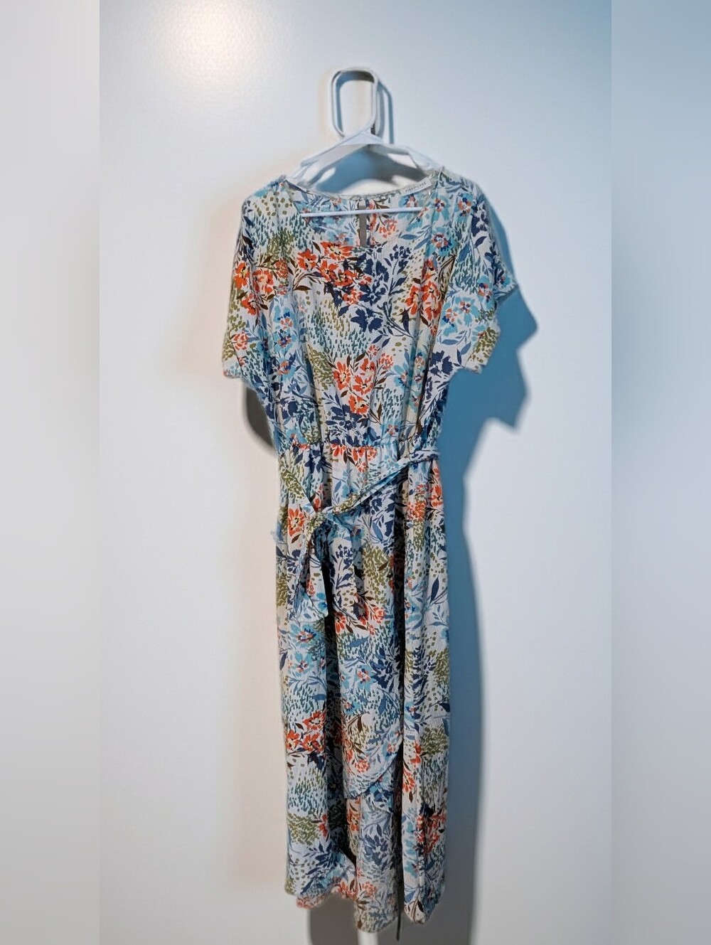 First Love by Lovelyn- Floral Print Short-Sleeve Maxi Dress with Tie Waist- XL